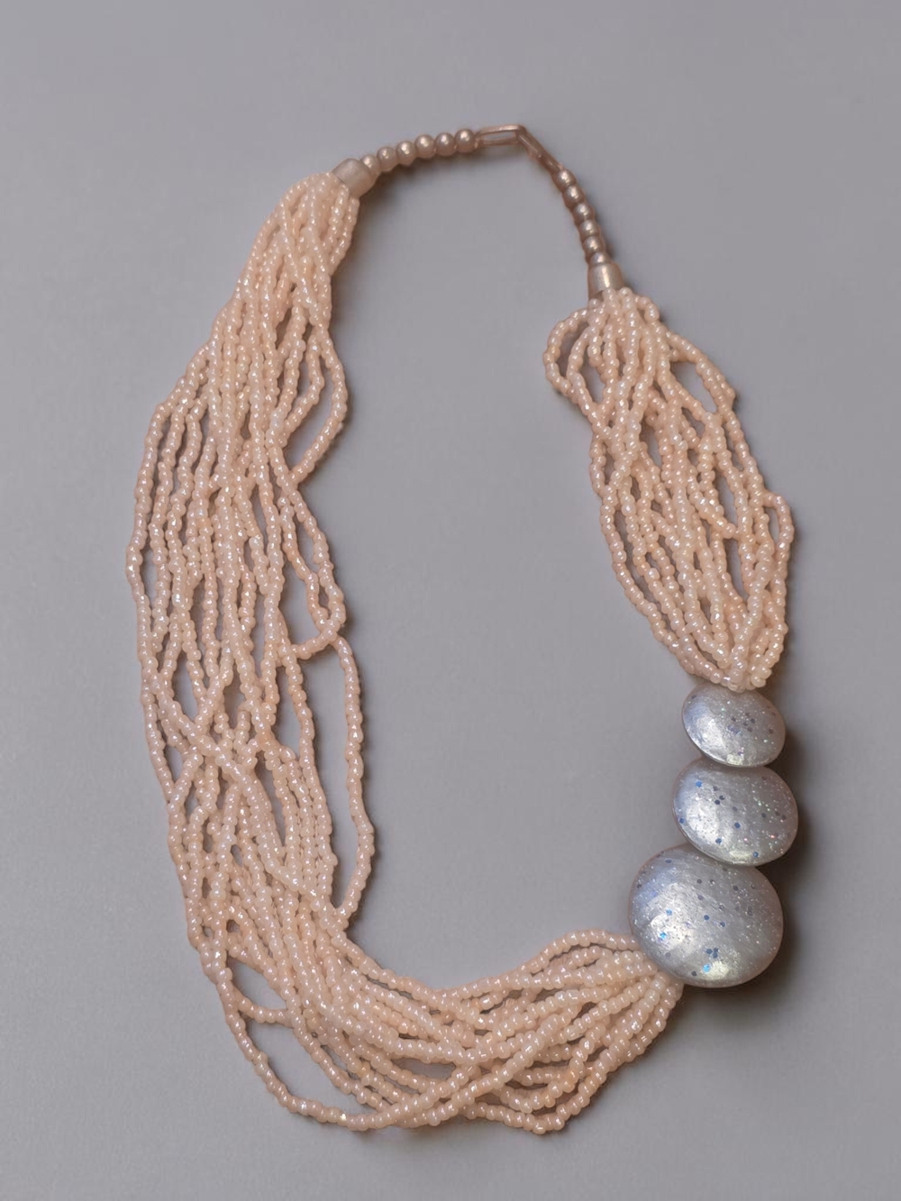 Multi-Strand Cream Seed Bead Statement Sparkle Necklace